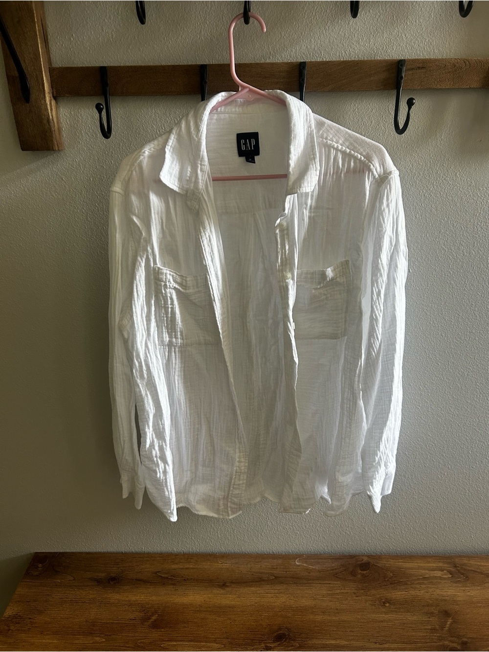 White GAP gauzy button up